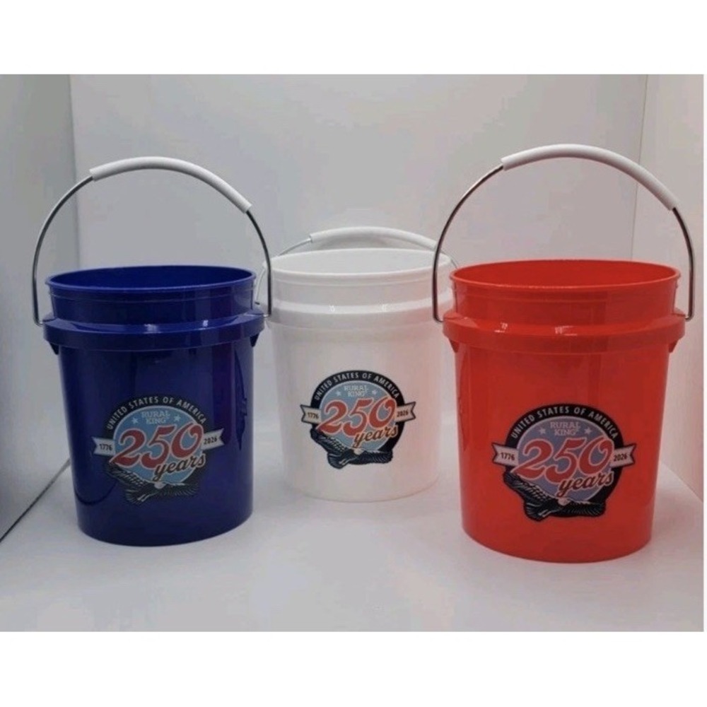 NEW Set 3 Rural King Red White and Blue Mini Bucket Set 250th anniversary USA
